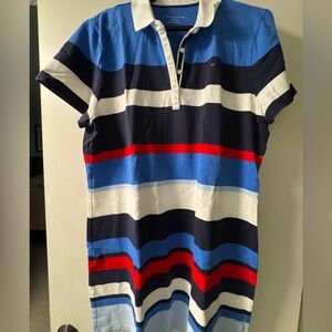 Women’s Tommy Hilfiger Striped Polo Dress in Blue, Red, and White